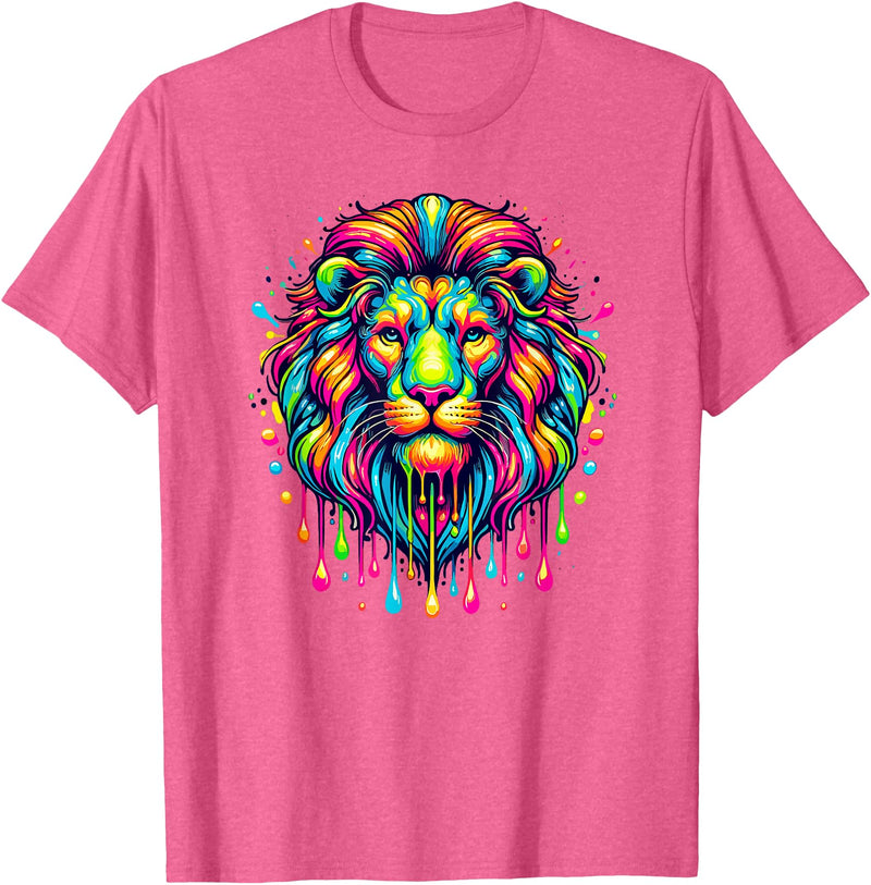 Lions Lion Lover Gifts Colorful Pop Art Lion Lions T-Shirt - Pink Heather