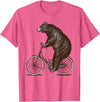 thechicgeek Bear on Bike Cute Grizzly Bicycling T-Shirt - Pink Heather