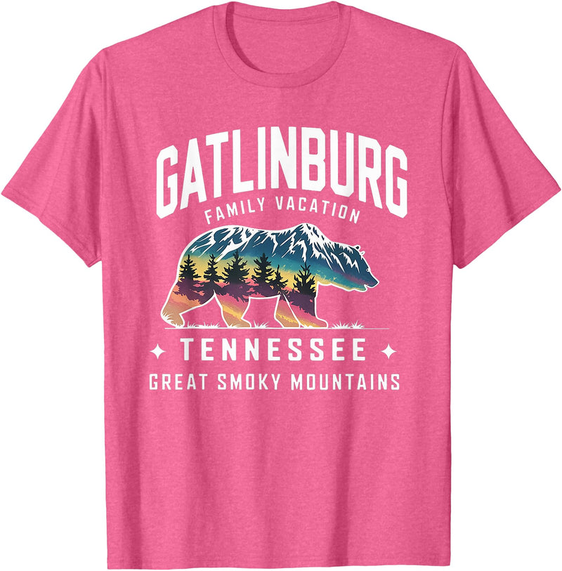 Gatlinburg Family Vacation Tees Family Vacation Mountains Gatlinburg Tennessee Bear Souvenir T-Shirt - Pink Heather