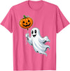 Halloween Designs. Ghost Pumpkin Jack O Lantern Balloon Funny Halloween Graphic T-Shirt - Pink Heather