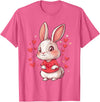 Rabbit Hearts Girls Love Women Kids Heart Bunny T-Shirt in Pink Heather