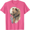 More Tribal Native American Totem Animal Art Bear Tribal Watercolor Bear Dream Catcher T-Shirt - Pink Heather