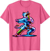 Cow Karate Black Belt Apparel Cow Karate Kick Punch Cute Funny Cool Martial Arts Cow T-Shirt - Pink Heather
