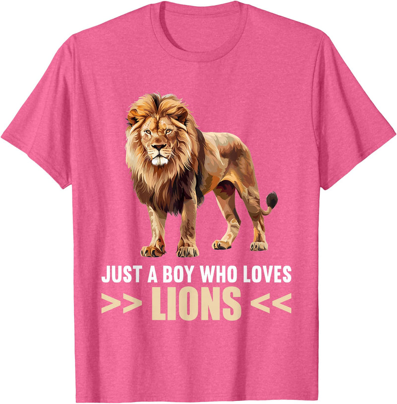 Lions Lion Lovers Shop Just a Boy who loves Lions Lion T-Shirt - Pink Heather