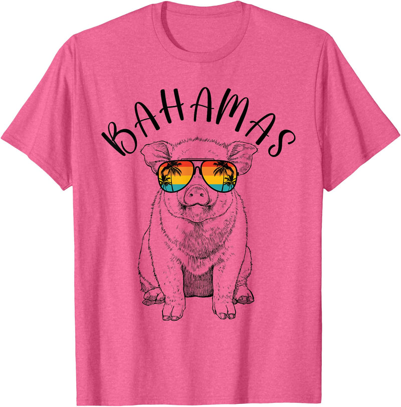 Funny Swimming Pigs It's Better in the Bahamas Bahamas Pig Bahamas Souvenir Family Vacation Trip T-Shirt - Pink Heather