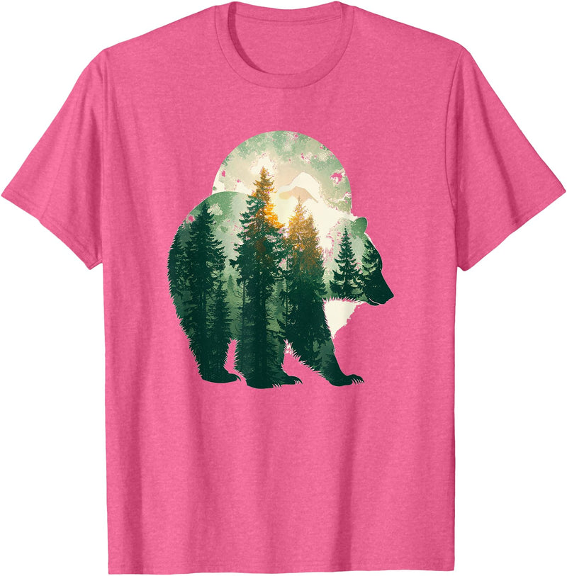 bear outfits for naturelovers and camper green bear double composition nature bears double T-Shirt - Pink Heather
