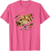Lion Graphic - Wild Animal Lover Design Lion Outfit - Torn Design Picture Of A Lion's Face T-Shirt - Pink Heather