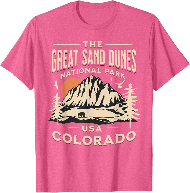 Great Sand Dunes National Park Colorado USA Retro Great Sand Dunes National Park Colorado Hike Outdoors Retro T-Shirt - Pink Heather