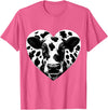 Humorous Gifts for Cow Farmer Cow Print Heart Cow Farmer Girl T-Shirt - Pink Heather