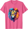 Cool Geometric Lion Colorful Geometric Lion | Lion Graphic for men, women, teens T-Shirt - Pink Heather