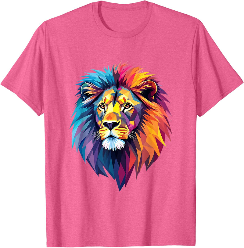 Cool Geometric Lion Colorful Geometric Lion | Lion Graphic for men, women, teens T-Shirt - Pink Heather
