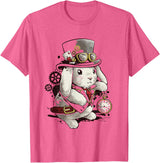 Cute Rabbit Lover Bunny Graphic T-Shirt (Asphalt Grey) in Pink Heather