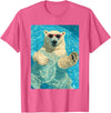 Pool Party Summer Animals Designs Funny Polar Bear with Sunglasses Summer Animal Swimming T-Shirt - Pink Heather