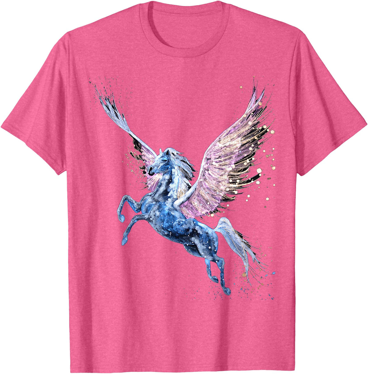 T and T Trendy Designs Pegasus Flying Horse T-Shirt - Pink Heather