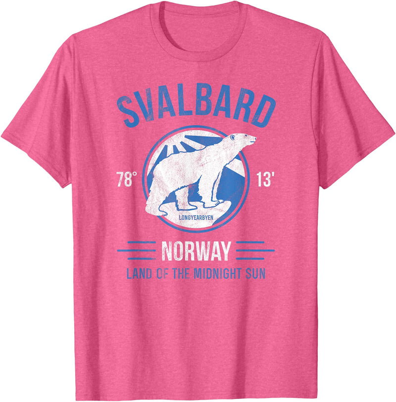 Svalbard T-Shirt Co. Svalbard Polar Bear T Shirt | Norway Northern Lights T-Shirt T-Shirt - Pink Heather