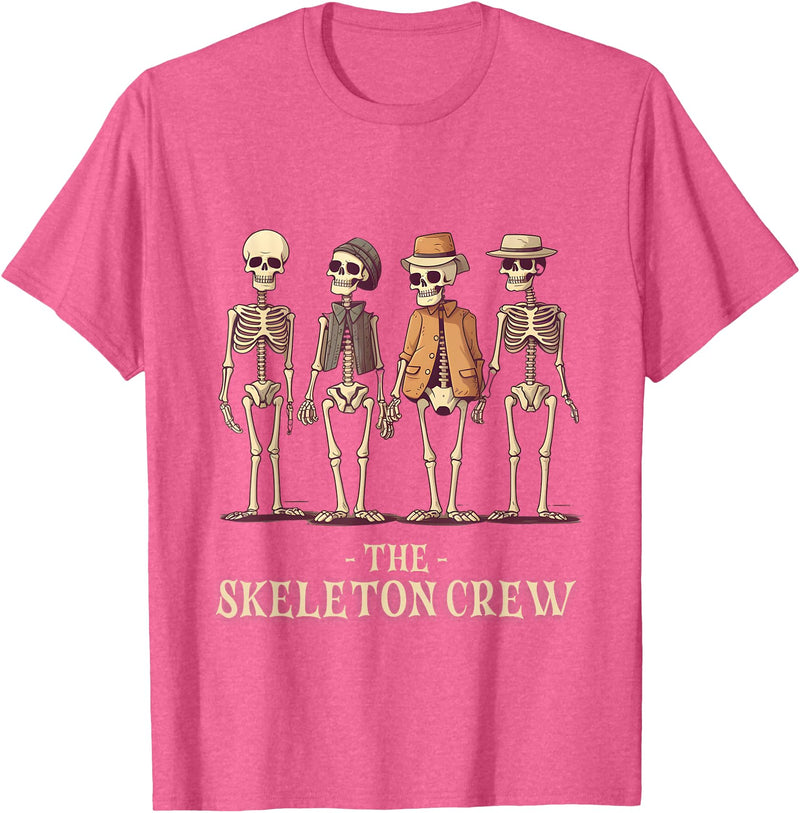 KDR Apparel Funny Men's Halloween Skeleton Crew T-Shirt - Pink Heather