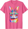 Funny Bunny Easter Rabbit Sunglasses Tie Dye Men Women Kids T-Shirt in Pink Heather