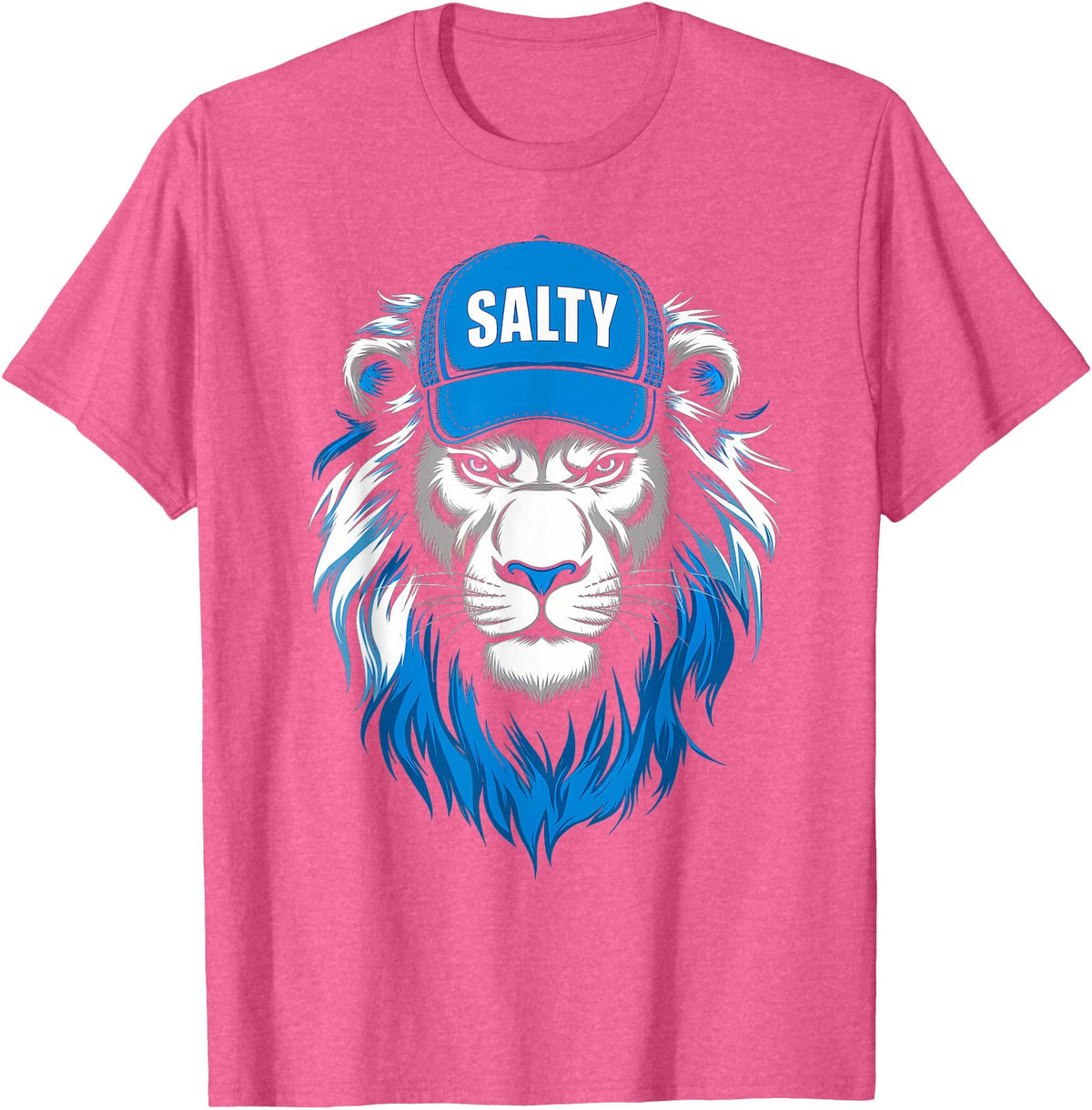 I Liked The Lions Before It Was Cool Tees Blue Lions Salty Wearing Hat Salty Cool Lions Strong Lions T-Shirt - Pink Heather