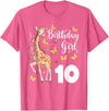 Giraffe Birthday Party by LazyPanda Giraffe 10th Birthday Girl 10 Years Old Giraffe Lover T-Shirt - Pink Heather