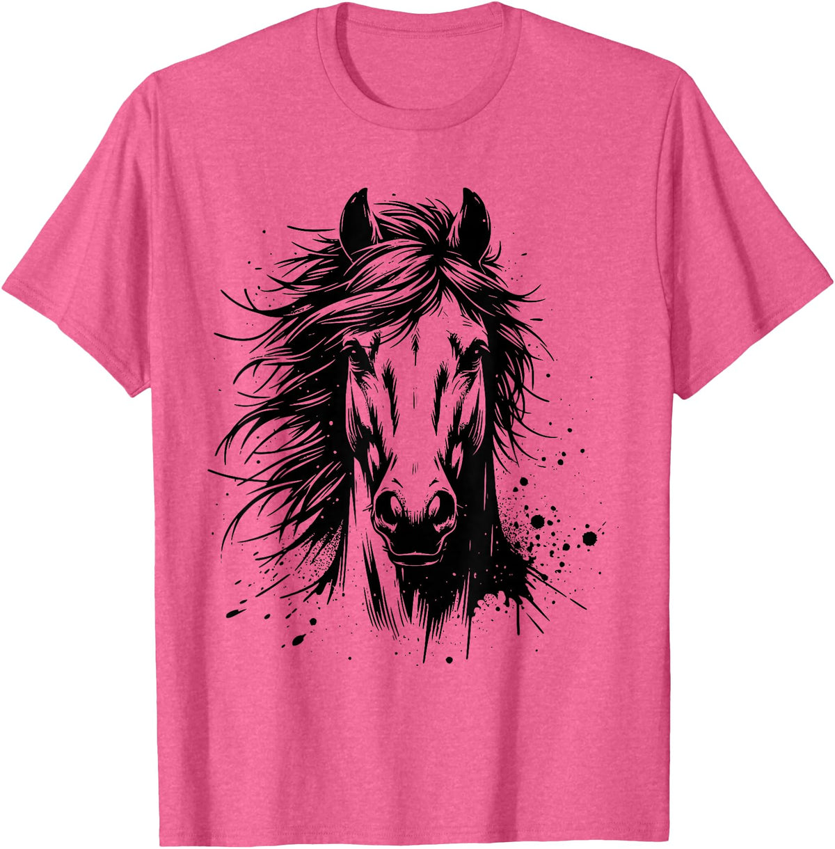Horse Art For Men Women Kids Horse Portrait Equestrian Horseback Riding Horse Lover Unisex-Adults Kids T-Shirt Grey Small Classic Fit Crew Neck Short Sleeve - Pink Heather