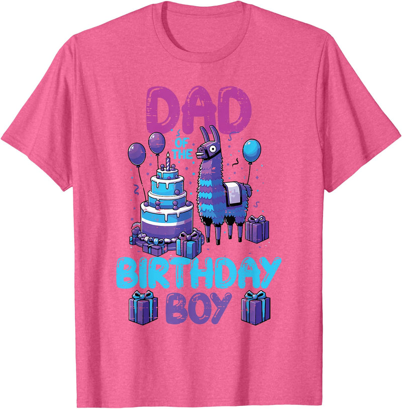 Birthday Party Shirts For Men Women Kids Dad of Birthday Boy Llama Pinata Party Family Matching Men T-Shirt - Pink Heather