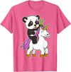 Panda Bear Unicorns Boys Girls Kids Panda Riding Unicorn Cute Magical Animals T-Shirt - Pink Heather