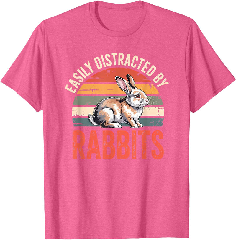 Cute Rabbit Lover Bunny Graphic T-Shirt in Pink Heather