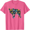 Animal Hog Floral Silhouette Pig Lover Floral Piglet Silhouette Womens Girls Graphic Pig T-Shirt - Pink Heather