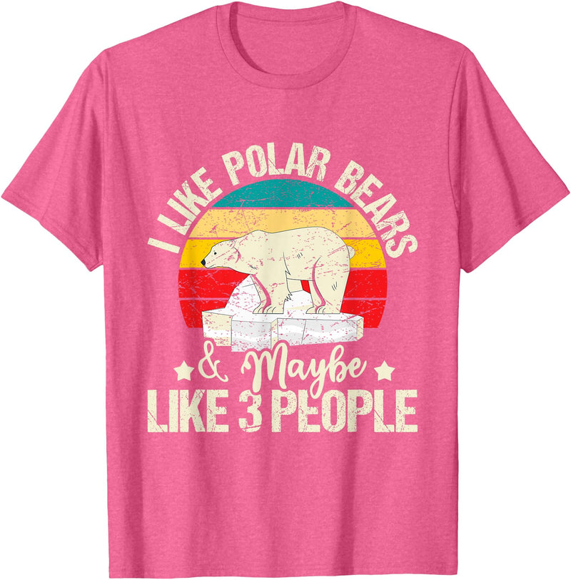 Funny Polar Bear Shirts I Like Polar Bears - Zookeeper Zoologist Zoo Animal Lover T-Shirt - Pink Heather
