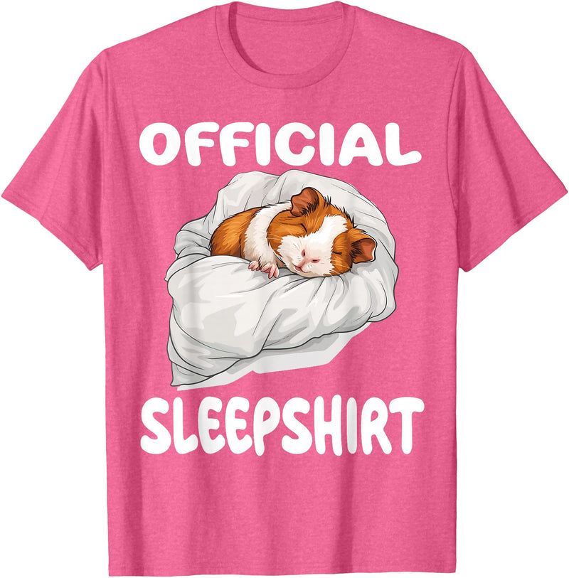 Official Sleep Pajamas Nightgown Sleepwear Co. Guinea Pig Official Sleepshirt Pajamas Nightgown T-Shirt - Pink Heather