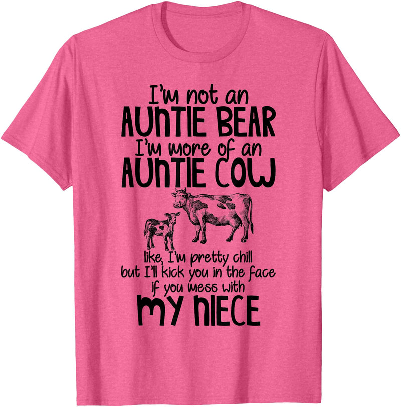 I'm Not An Auntie Bear I'm More Of An Auntie Cow T-Shirt - Pink Heather