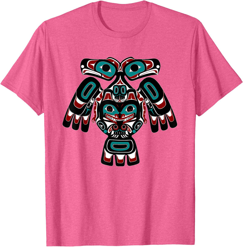 Tribal America Alaska Native American Indian Tlingit Eagle Bear Clan Spirit T-Shirt - Pink Heather