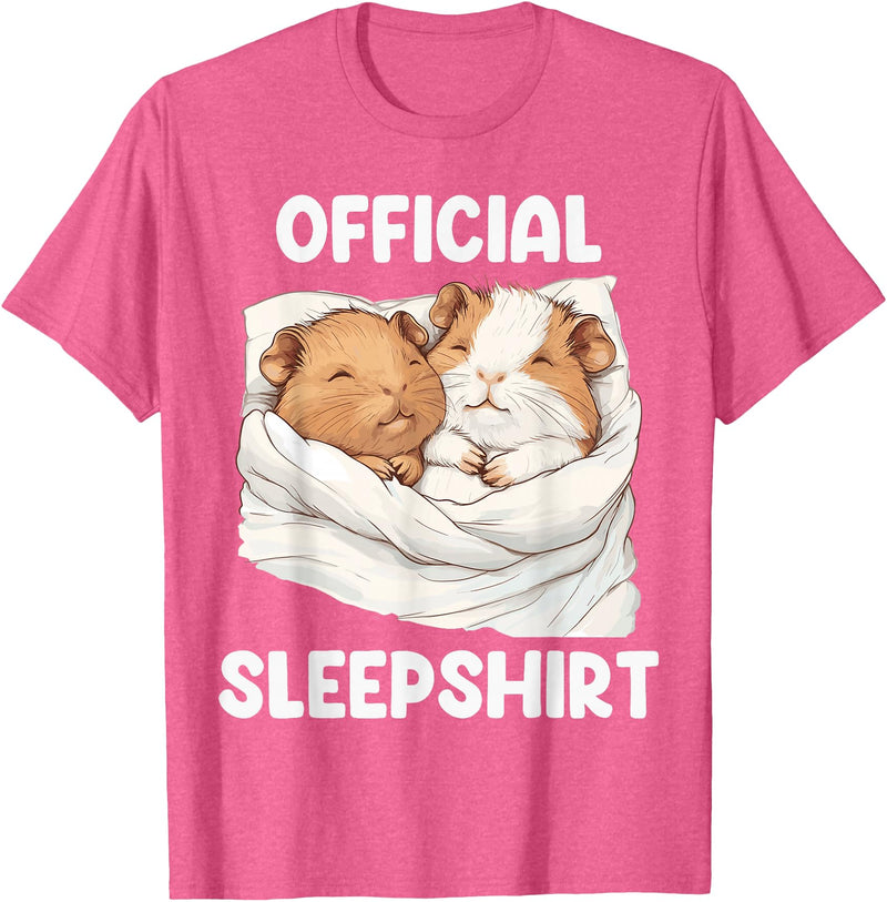 Cute Sleeping Guinea Pigs Pajama Official Sleepshirt Sleeping Guinea Pig Animal Lovers Pajama T-Shirt - Pink Heather