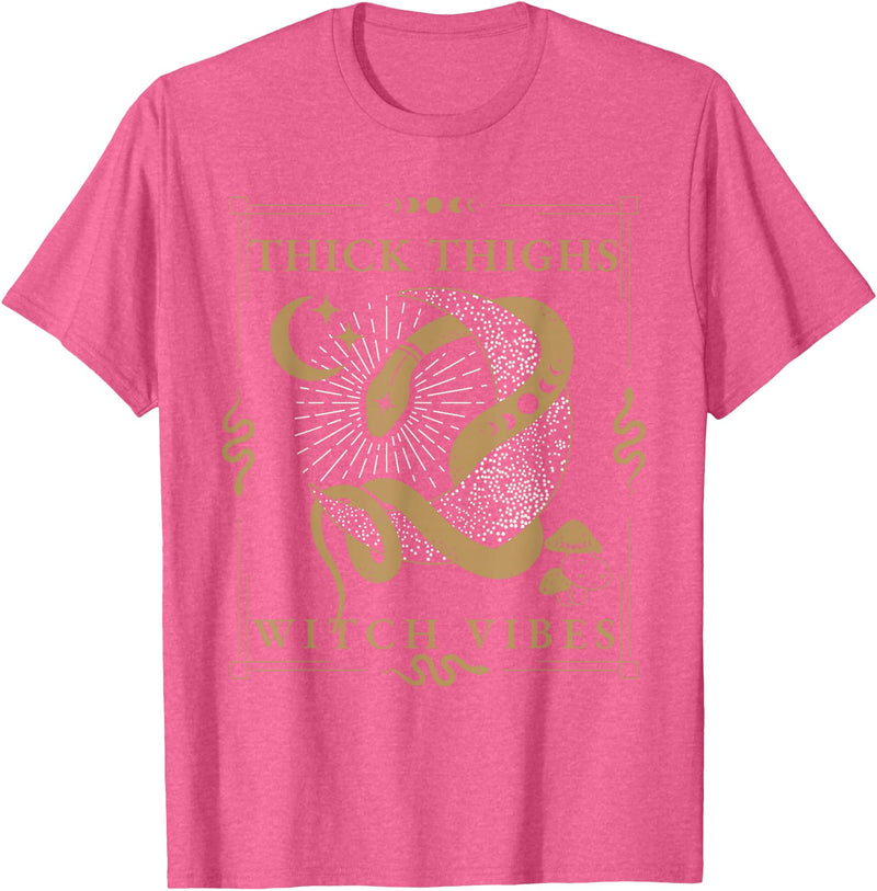 Snakes & Tarot Aesthetic Thick Thighs Witch Vibes Snakes & Tarot Tattoo Aesthetic Thick Thighs Witch Vibes T-Shirt - Pink