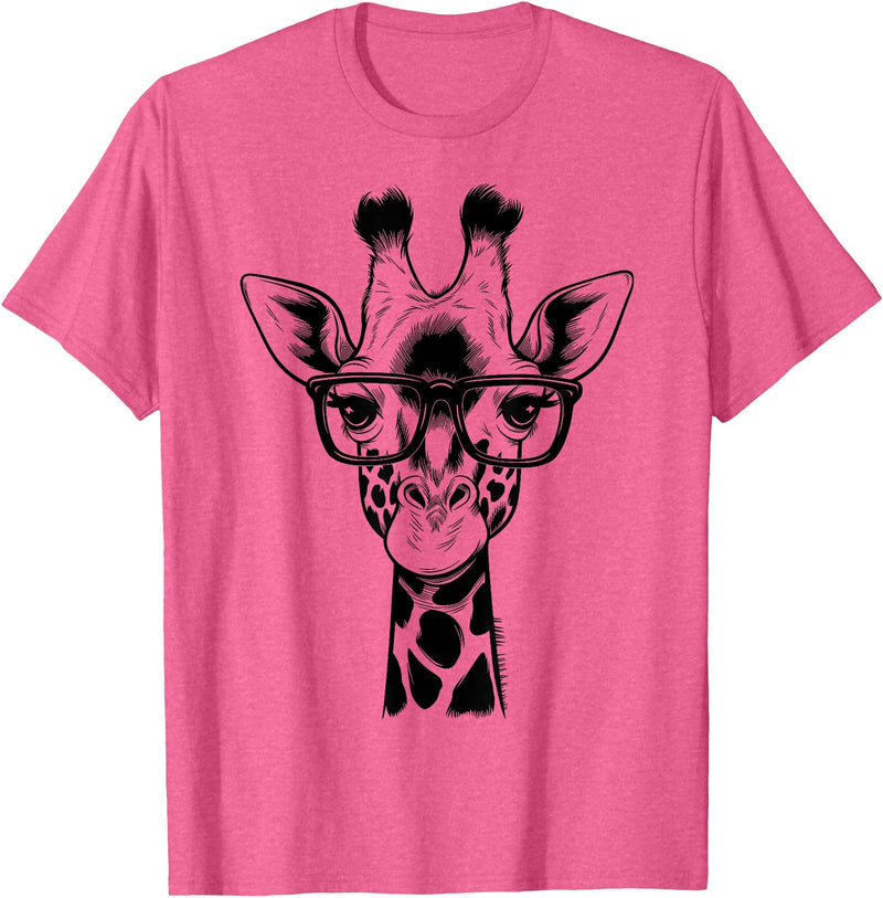 Cute Funny Giraffe Cool Summer Casual Graphic Tees Cute Giraffe Graphic Casual Summer Funny Cool Animal Lover T-Shirt - Pink Heather