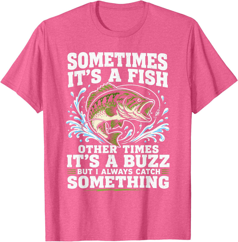 Fishing Graphic Tees Funny Bass Fishing Catch Quote T-Shirt - Pink Heather