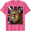 Patriotic Puppies Patriotic Roaring Lion UK Flag Distressed United Kingdom T-Shirt - Pink Heather