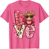 Highland Cow Valentine Tees Love Western Highland Cows Valentine Cowgirl Hat T-Shirt - Pink Heather