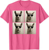 Retro Llama Portrait with Sunglasses Funny Llama Lover Cute Llama Photo Booth T-Shirt - Pink Heather
