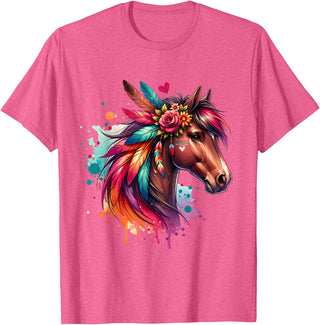 Unique Horse Gifts for Horse Lovers Horses Girls Women Rider Riding Horse Lovers Horse T-Shirt - Pink Heather