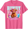 Highland Cow Easter Cute Western Farm Apparel Howdy Easter Cute Highland Cow Bunny Ears Western Easter T-Shirt - Pink Heather