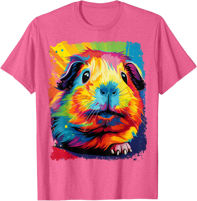 PopArt Pet Animal Prints A Guinea Pig T-Shirt - Pink Heather