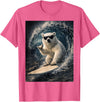 White Bear Surfing Waves Funny Animal Apparel Funny Polar Bear Surfer Catching Waves | Shaka Funny Animal T-Shirt - Pink Heather