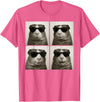 Retro Guinea Pig Portrait with Sunglasses Funny Guinea Pig Lover Cute Guinea Pig Photo Booth T-Shirt - Pink Heather