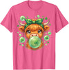 St. Patricks Day Highland Cow Blowing Bubblegum Celebrate St Patricks Day T-Shirt - Pink Heather