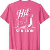 Sea Lion Trend (On Back) Hit The Sea Lion Funny Sealion Dance Trend T-Shirt - Pink Heather