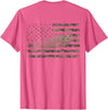 Great American Outdoors Camo Designs Fishing American Flag Camo Bass Fish (Design on Back) T-Shirt - Pink Heather