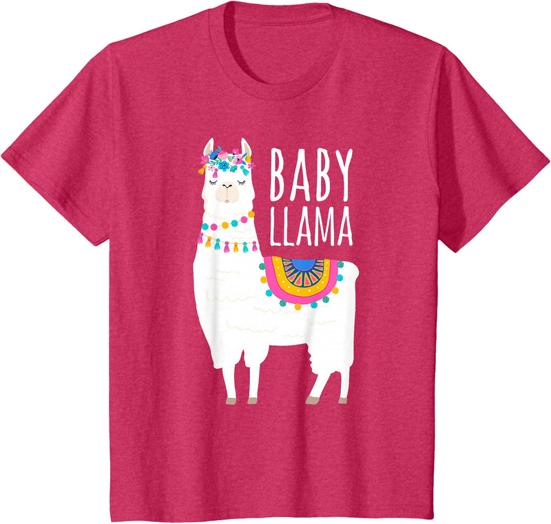 Mama Llama Lover Gifts by Memme Baby Llama Shirt for Girls, Daughter T-Shirt - Red Heather