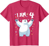 4 years old 4th birthday Polar Bear Kids 4 Years old 4 birthday Polar Bears Boy girl Polar Bear T-Shirt - Red Heather