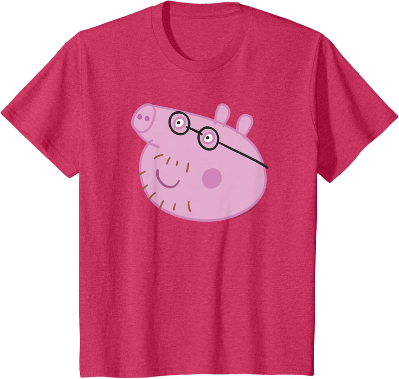 Peppa Pig Daddy Pig Head Shot T-Shirt - Red Heather